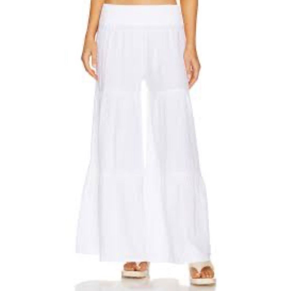 NWT Revolve Bobi High Waisted Tiered‎ Ruffle Pillow Pants Wide Leg Size Large